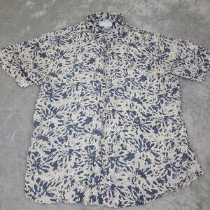 Whitby vintage 100% washed SILK button up Floral‎ Print Shirt X-Large